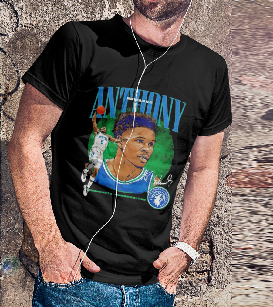 Anthony Edwards No 5 Minnesota Timberwolves Basketball Star Wolves T-Shirt