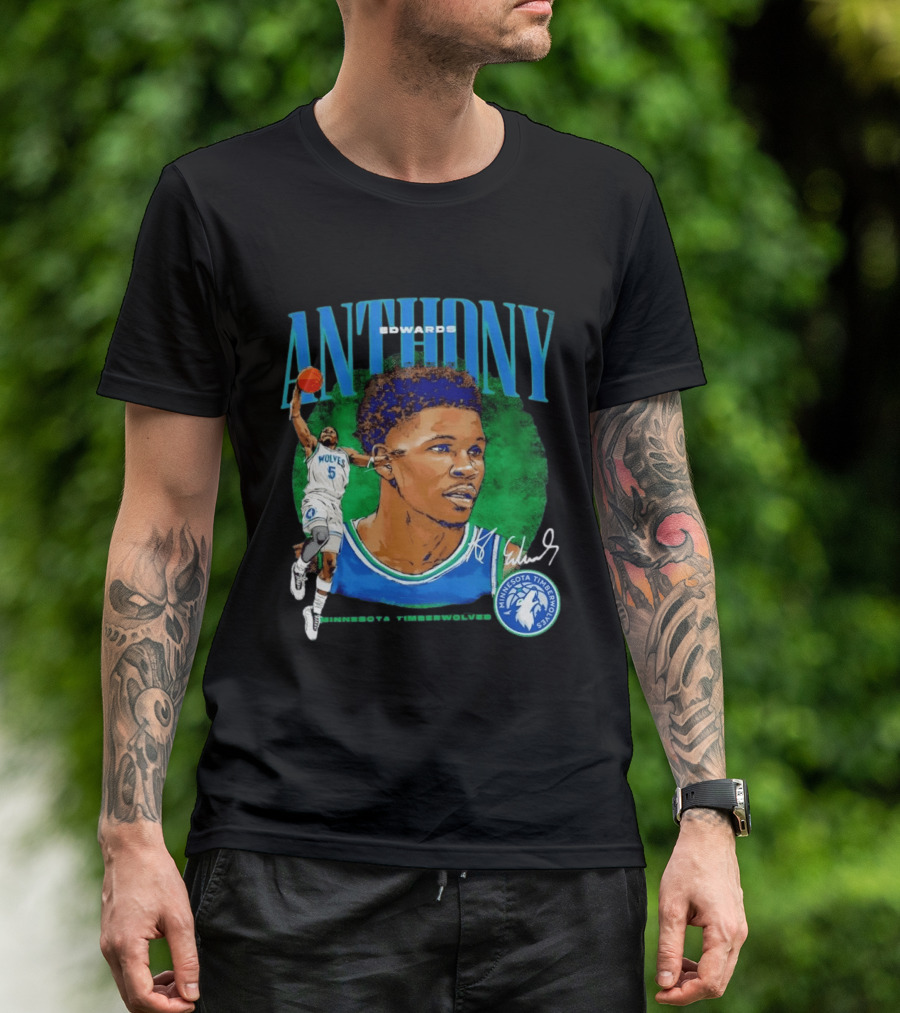 Anthony Edwards No 5 Minnesota Timberwolves Basketball Star Wolves T-Shirt