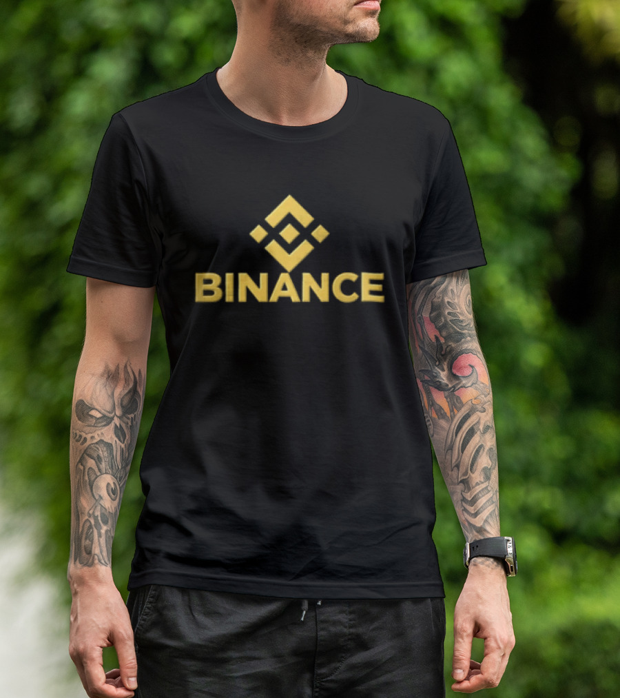Binance Yellow Geometric Style Cryptocurrency Branding T-Shirt