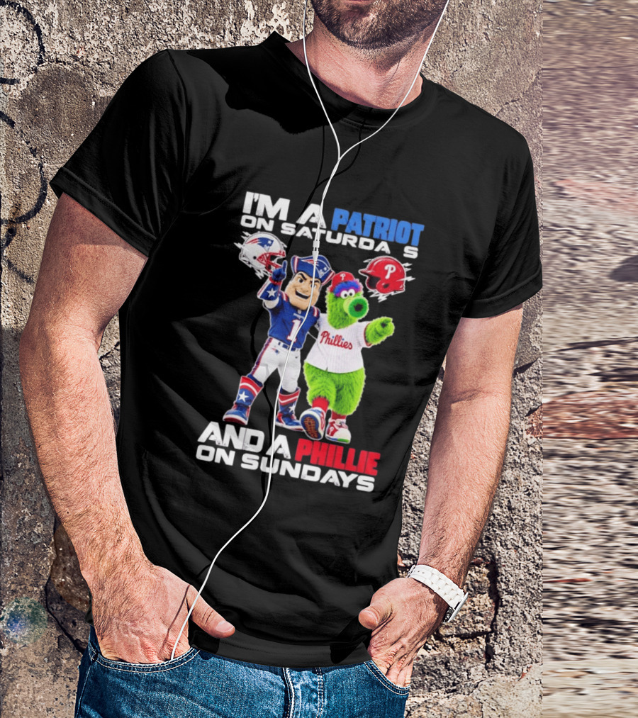 Patriot Saturdays Phillie Sundays Mascots Patriots Phillies T-Shirt