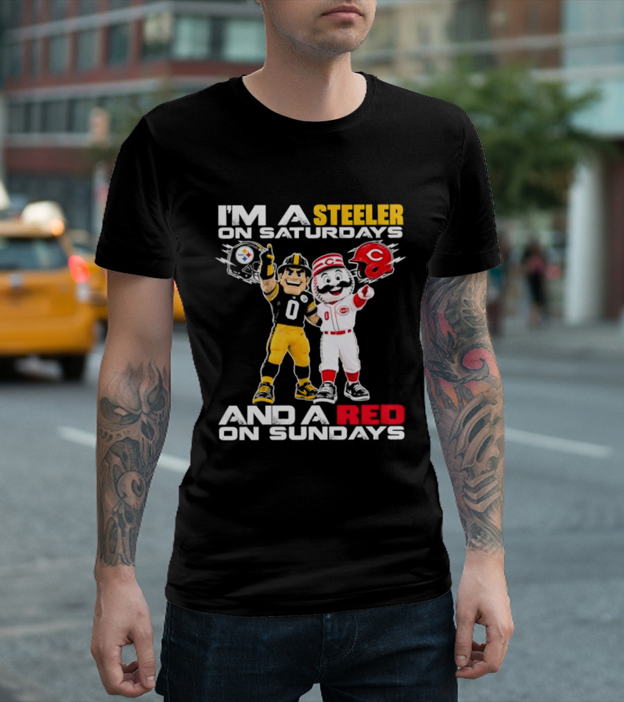 I'm A Steeler On Saturdays And A Red On Sundays With Mascots T-Shirt