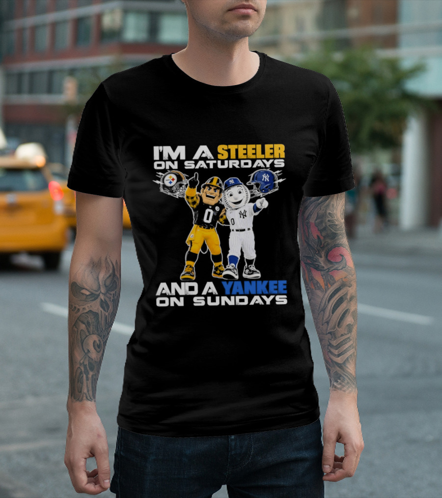 I'm A Steeler On Saturdays And A Yankee On Sundays Football Baseball Mascots T-Shirt