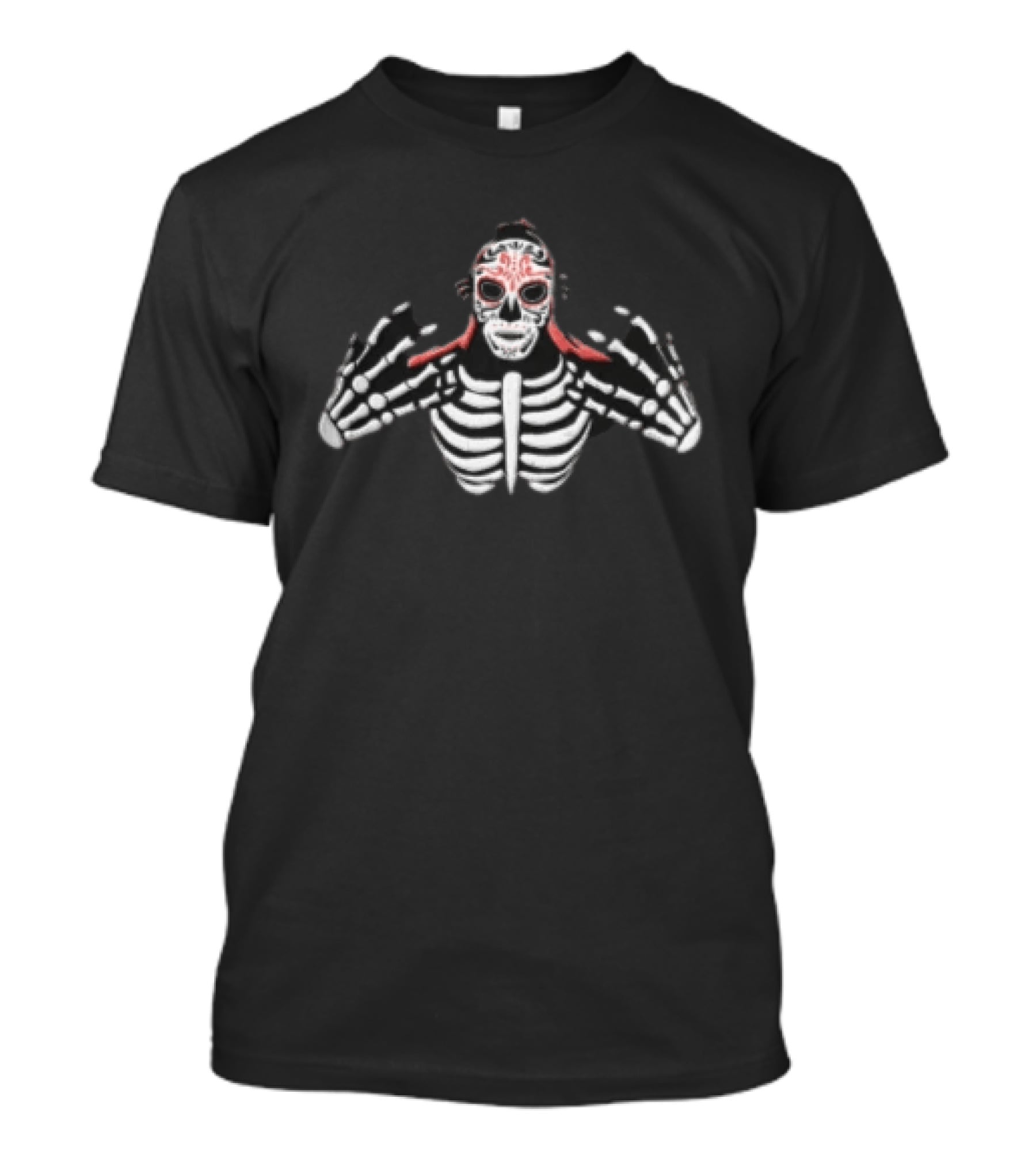 Skeleton Sugar Skull Mask Hands Halloween Tattoo T-Shirt