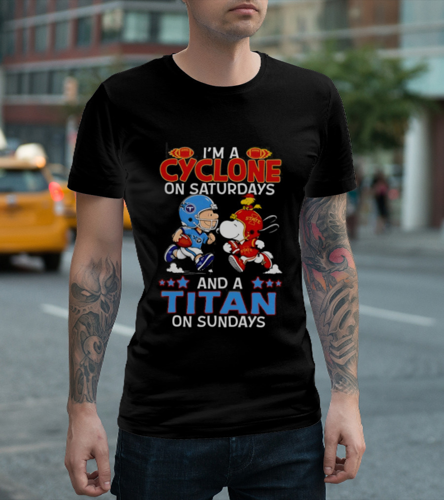 Charlie Brown Cyclone Saturdays Snoopy Titan Sundays Football T-Shirt