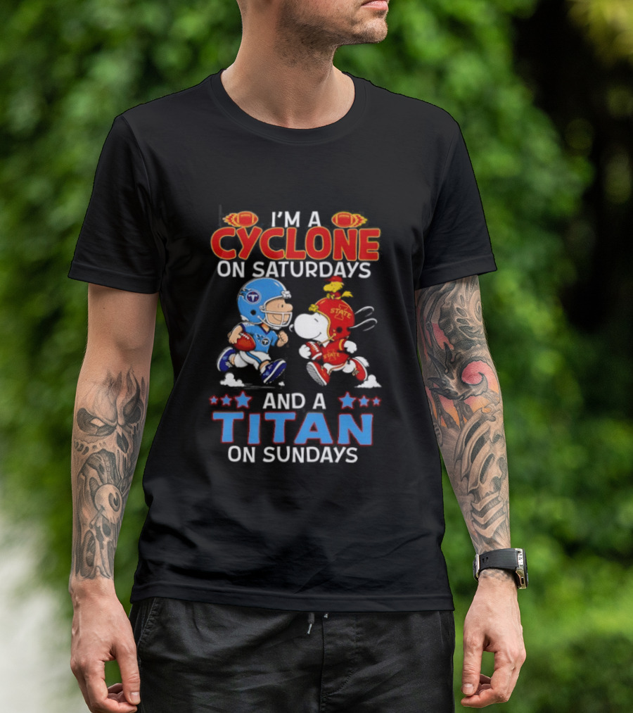 Charlie Brown Cyclone Saturdays Snoopy Titan Sundays Football T-Shirt