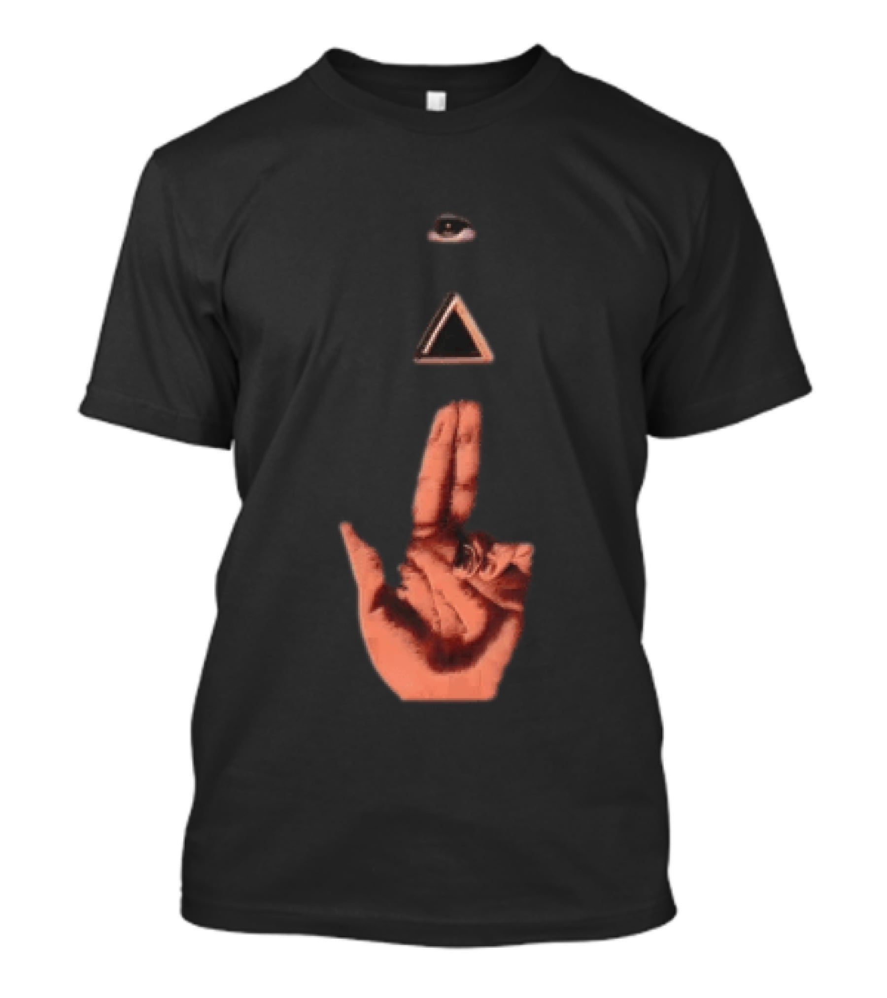 Hand Making Gun Gesture With Pyramid Eye T-Shirt