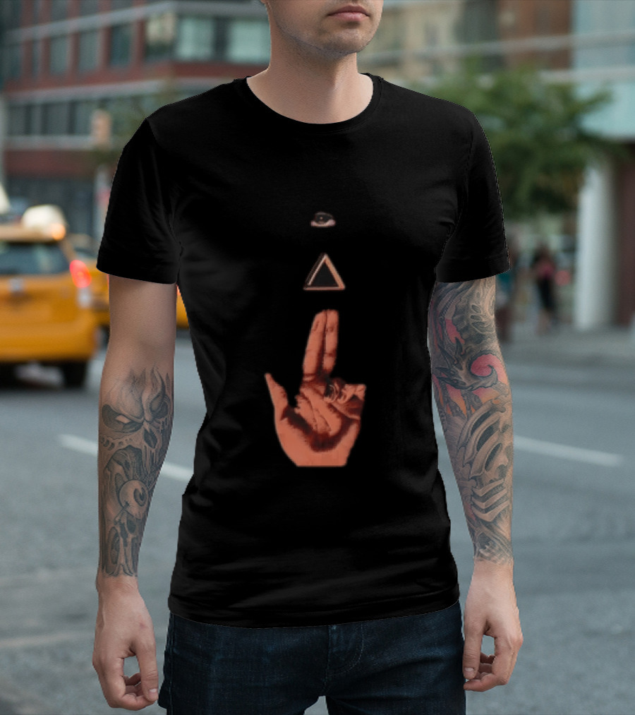 Hand Making Gun Gesture With Pyramid Eye T-Shirt