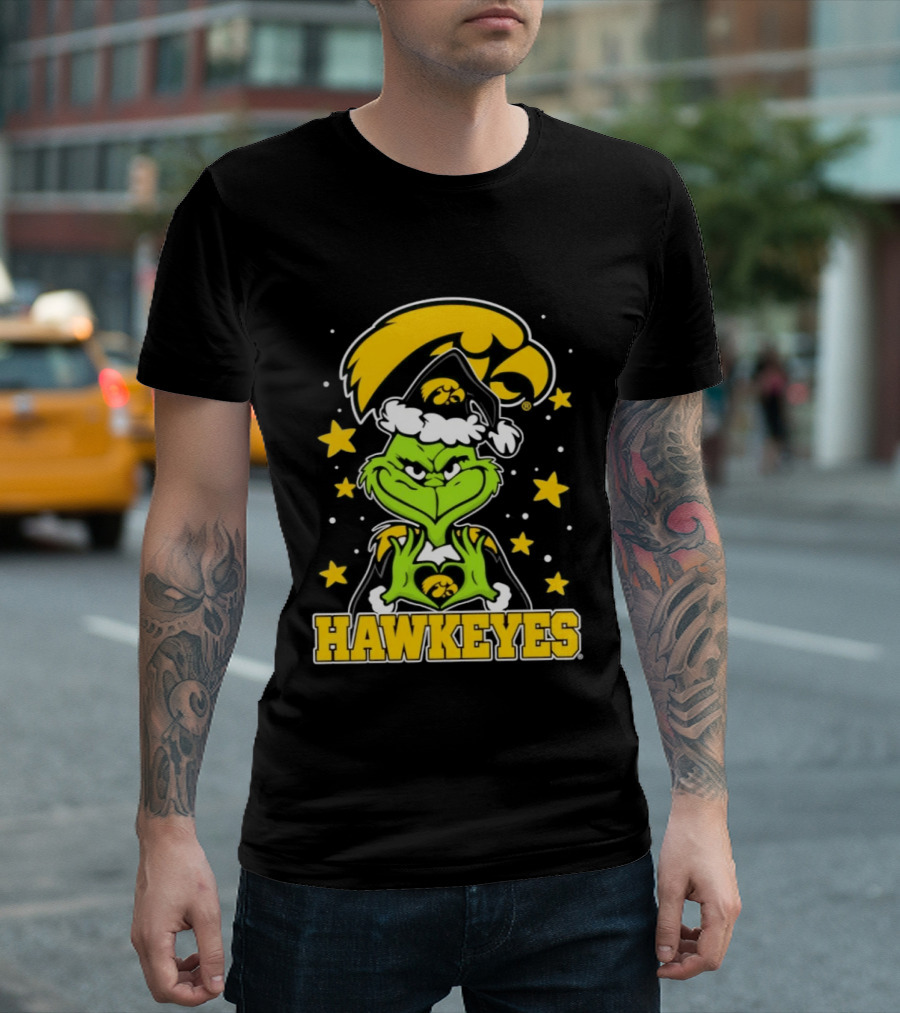 Iowa Hawkeyes Grinch Christmas NCAA Fan Gear T-Shirt