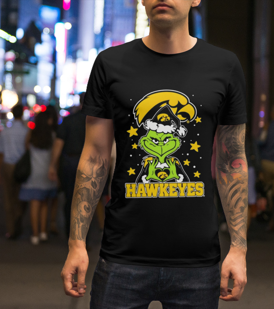 Iowa Hawkeyes Grinch Christmas NCAA Fan Gear T-Shirt