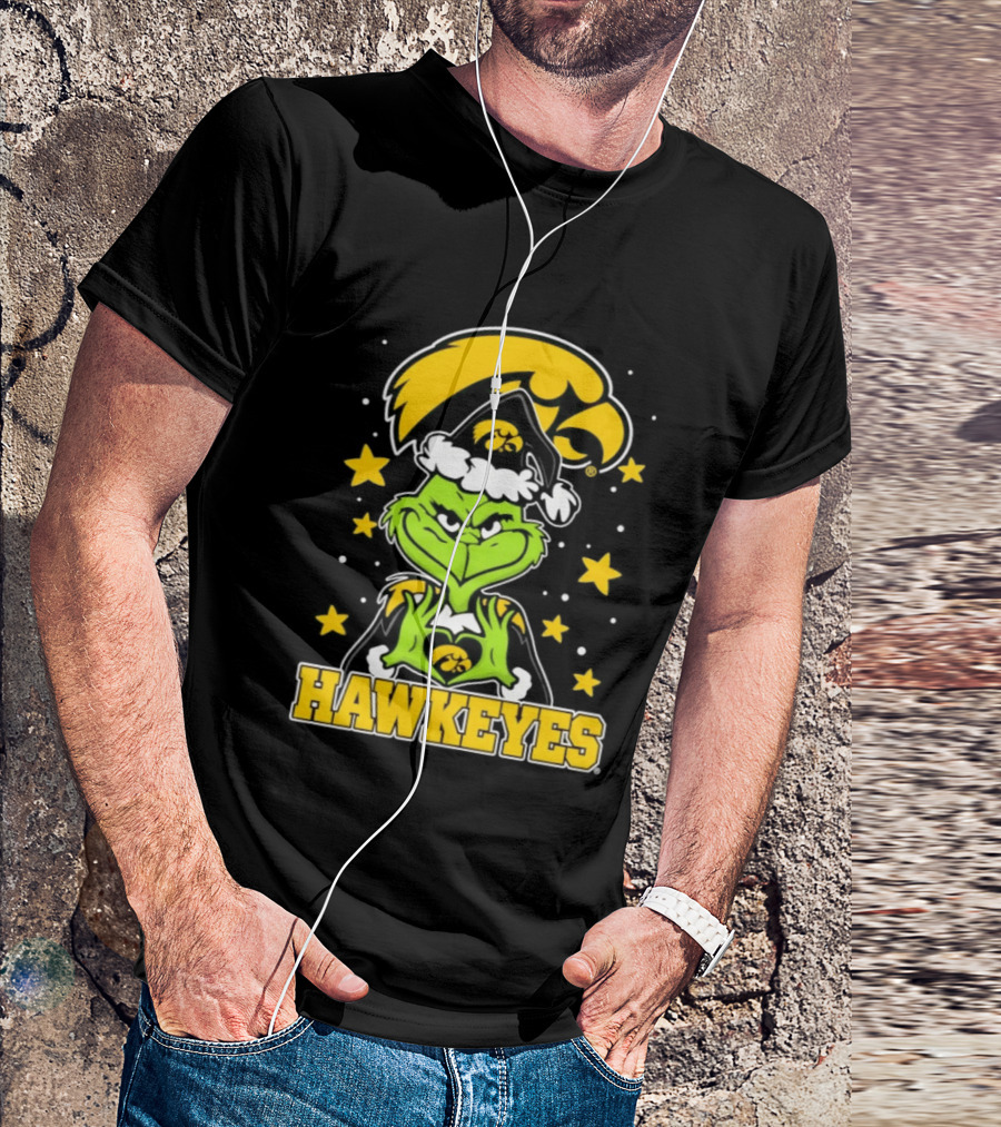 Iowa Hawkeyes Grinch Christmas NCAA Fan Gear T-Shirt