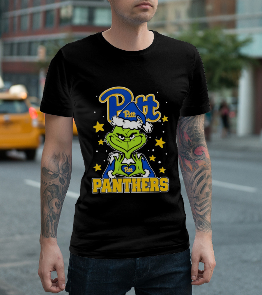 Pitt Panthers The Grinch Heart Hands University Of Pittsburgh T-Shirt
