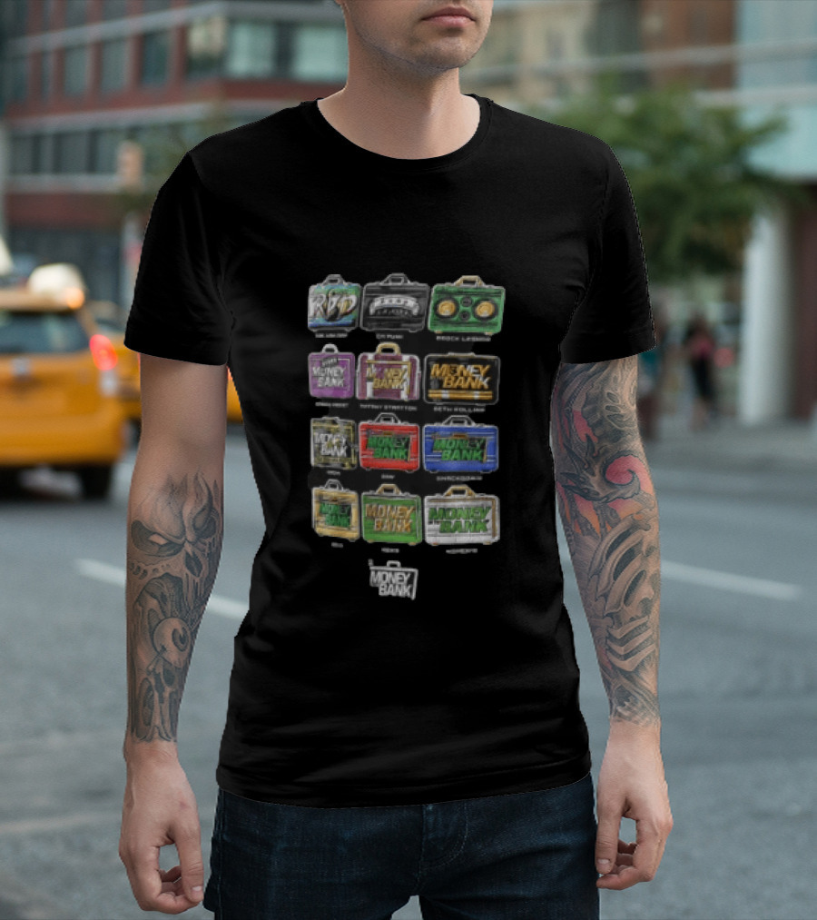 WWE Rob Van Dam CM Punk Brock Lesnar Money In The Bank Briefcases Collection T-Shirt