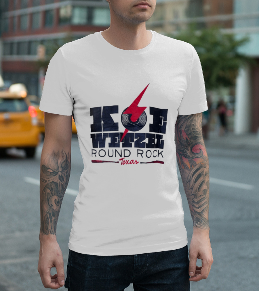 Koe Wetzel Round Rock Texas Red Lightning Bolt And Record T-Shirt