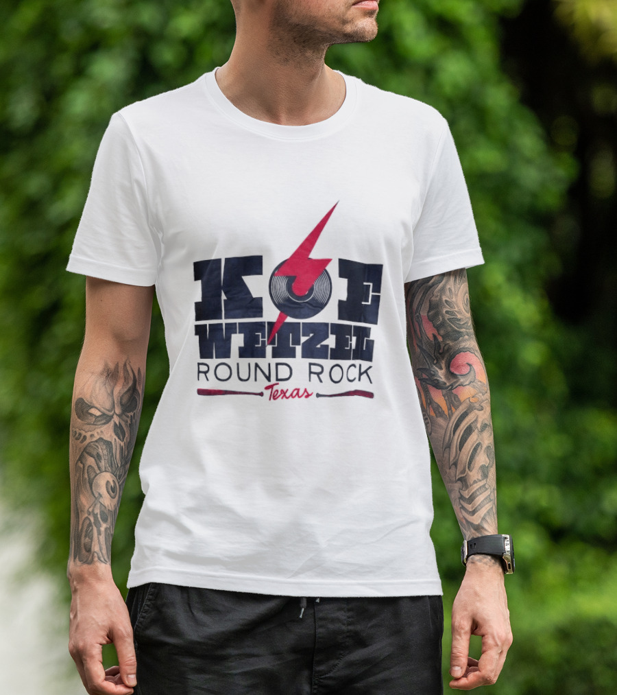Koe Wetzel Round Rock Texas Red Lightning Bolt And Record T-Shirt