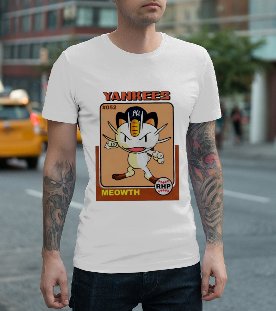Yankees Meowth #052 RHP Baseball Card T-Shirt