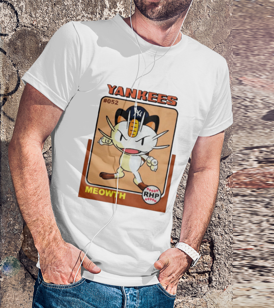 Yankees Meowth #052 RHP Baseball Card T-Shirt