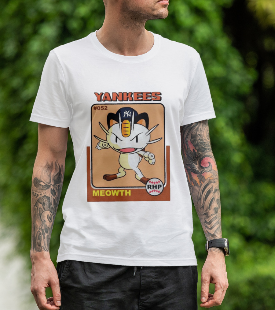 Yankees Meowth #052 RHP Baseball Card T-Shirt