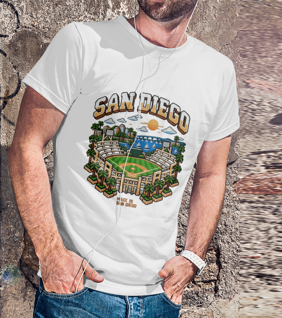 San Diego Pixel Art Petco Park Skyline Made In San Diego T-Shirt