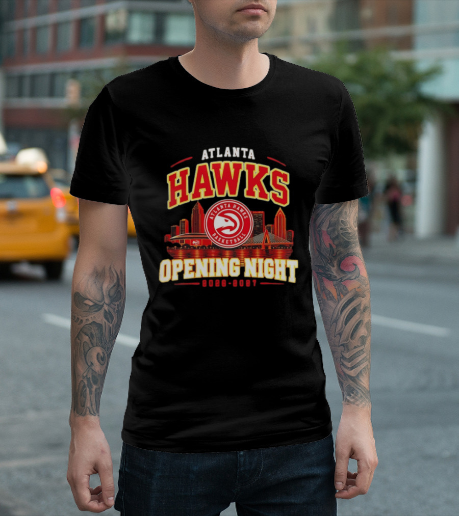 Atlanta Hawks Opening Night 2026 2027 Skyline Basketball T-Shirt