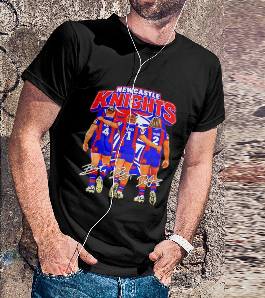 Newcastle Knights Best Ponga Young Football Signatures T-Shirt
