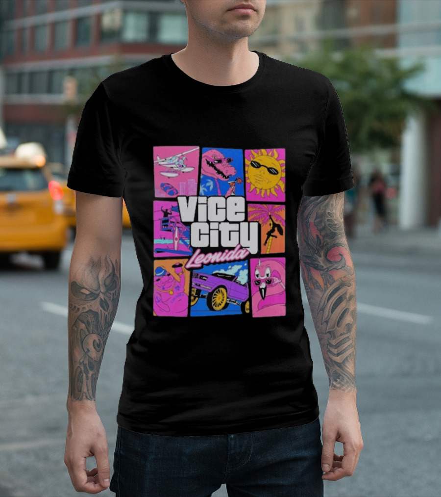 Vice City Leonida Sun Shades Crocodile Pink Car T-Shirt