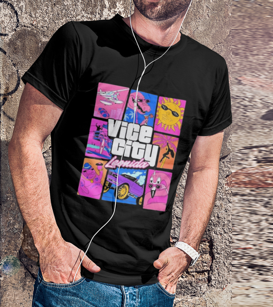 Vice City Leonida Sun Shades Crocodile Pink Car T-Shirt
