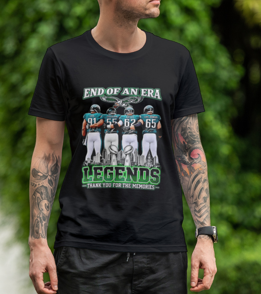 Philadelphia Eagles End Of An Era Legends Cox Graham Kelce Lane Johnson Thank You For The Memories T-Shirt