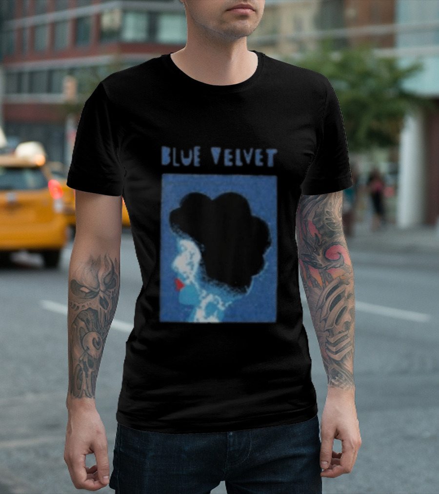 Blue Velvet Afro Silhouette Red Lips T-Shirt