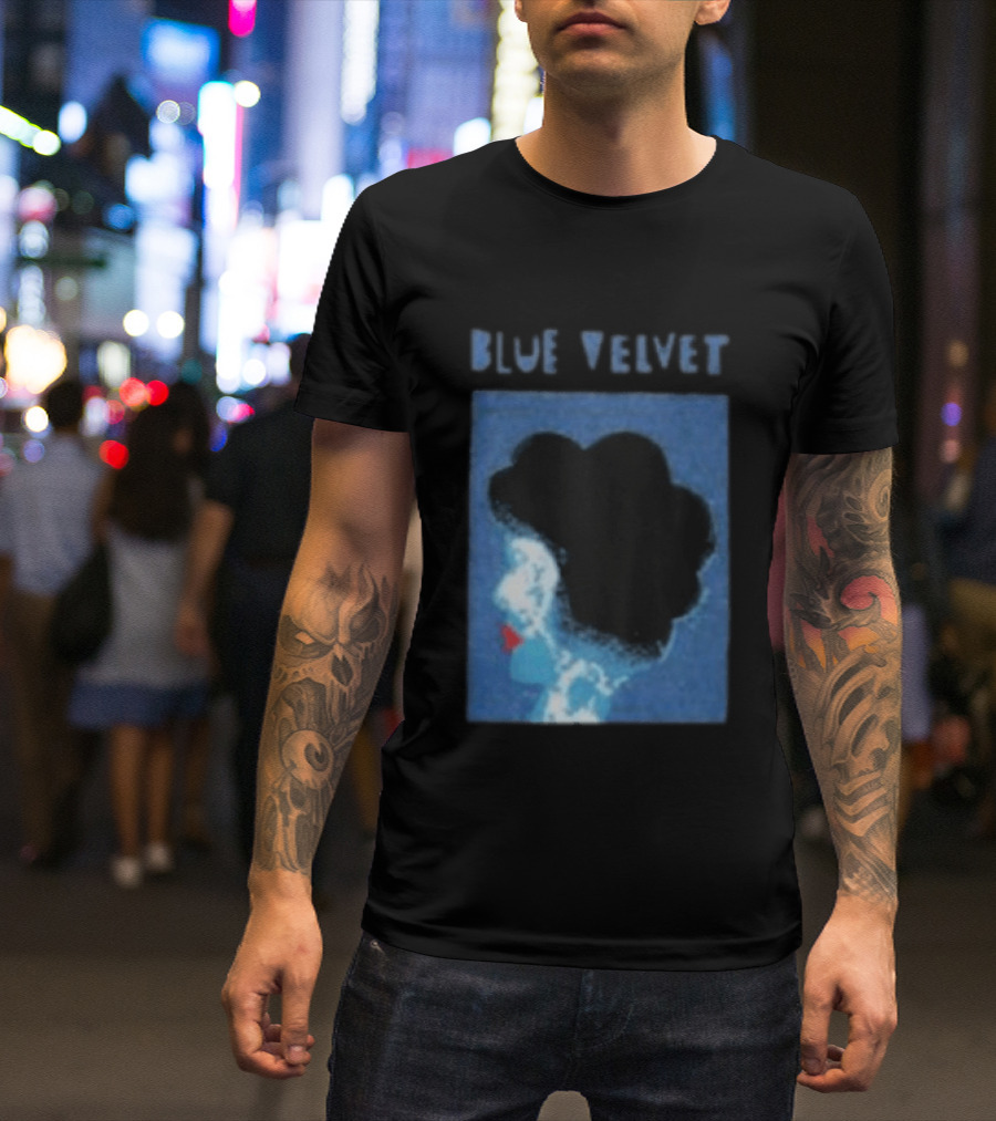 Blue Velvet Afro Silhouette Red Lips T-Shirt