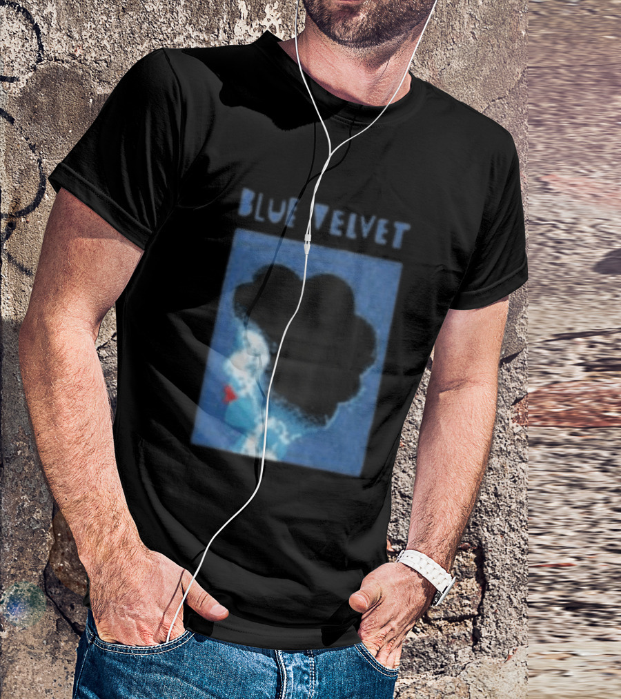 Blue Velvet Afro Silhouette Red Lips T-Shirt