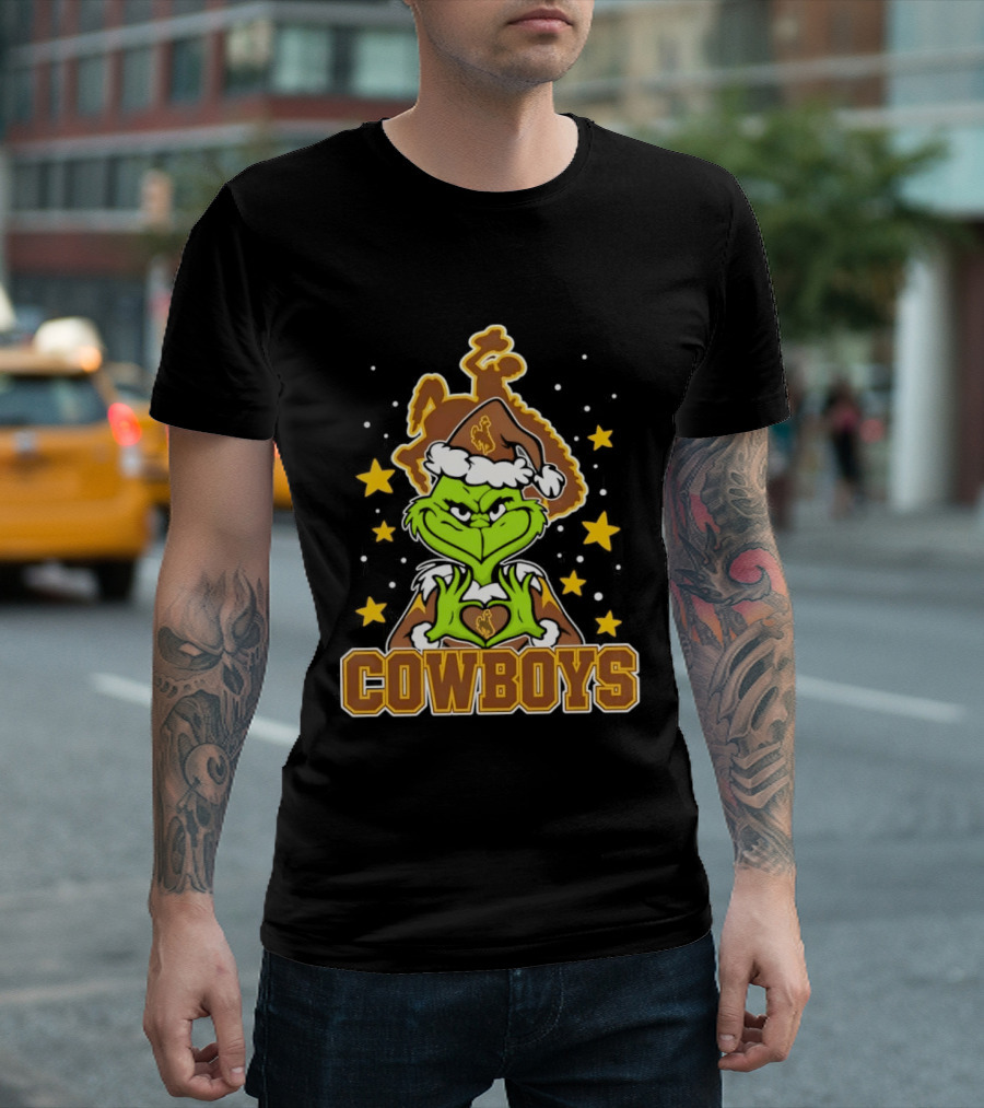 Grinch Cowboys Christmas Wyoming College Football T-Shirt