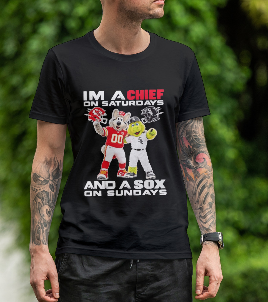 I'm A Chief On Saturdays And A Sox On Sundays Kansas City Chicago Mascots T-Shirt