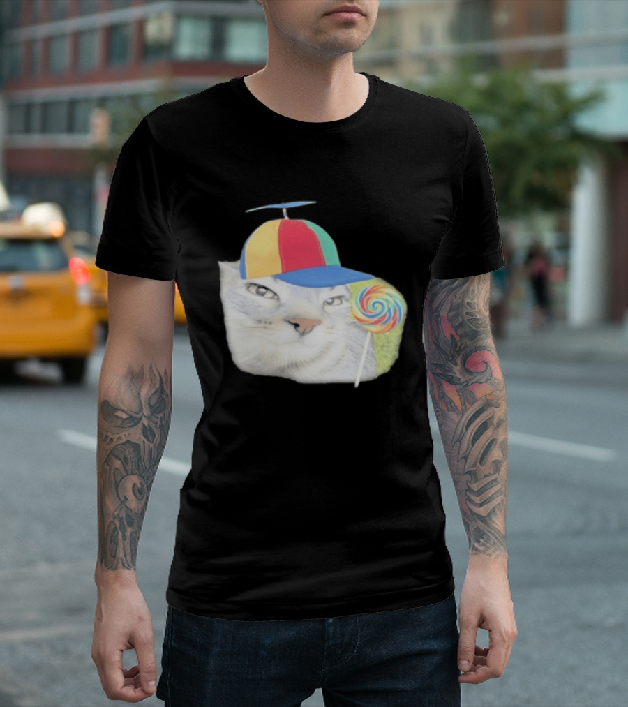 Silly Kitty Cat Candy Rainbow Cap Lollipop T-Shirt