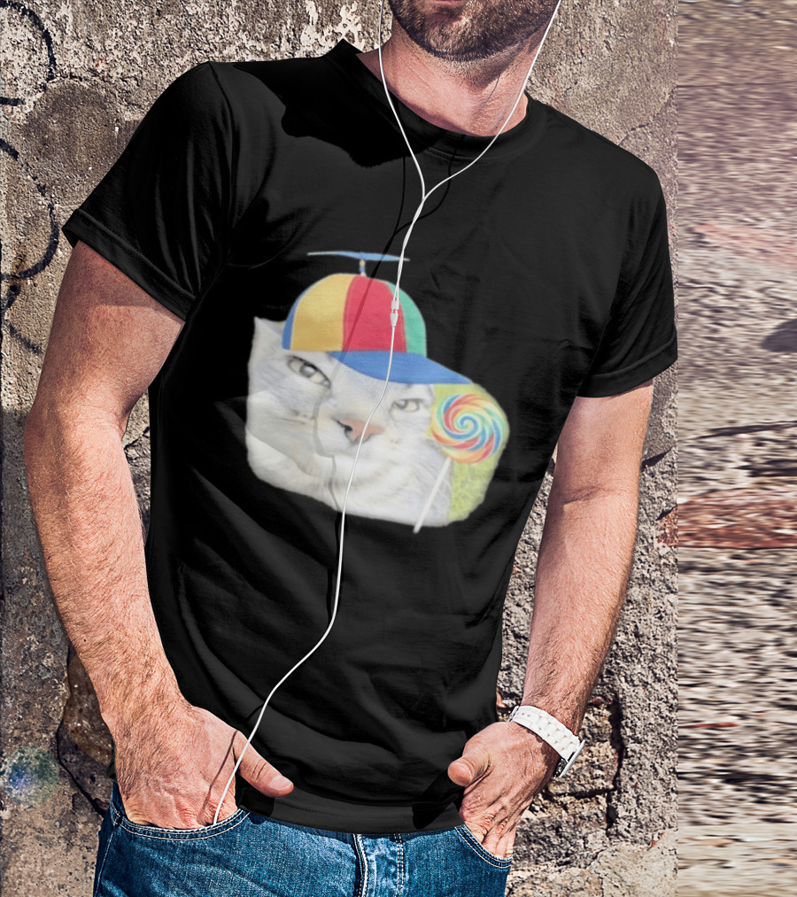 Silly Kitty Cat Candy Rainbow Cap Lollipop T-Shirt