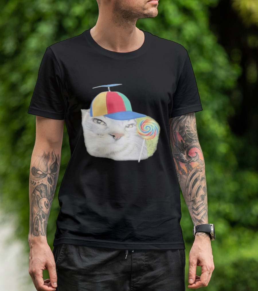 Silly Kitty Cat Candy Rainbow Cap Lollipop T-Shirt