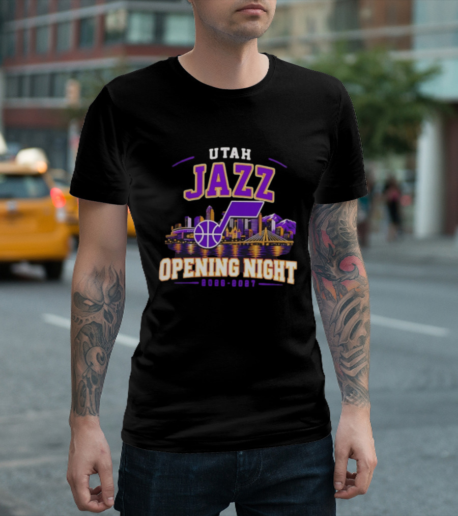 Utah Jazz NBA Opening Night 2026 2027 Skyline T-Shirt