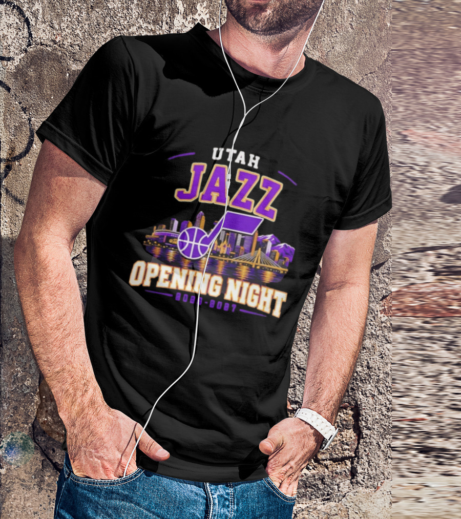 Utah Jazz NBA Opening Night 2026 2027 Skyline T-Shirt