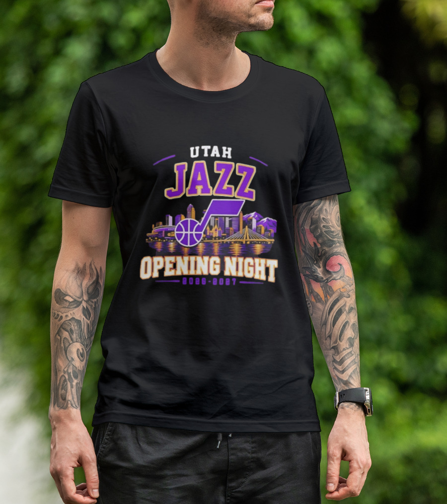 Utah Jazz NBA Opening Night 2026 2027 Skyline T-Shirt