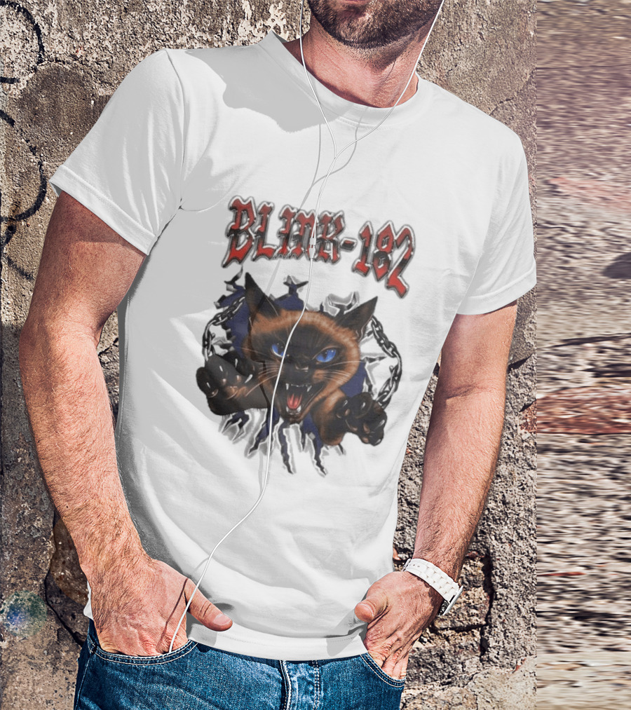 Blink 182 Cheshire Cat Angry Siamese Chain Breakout T-Shirt
