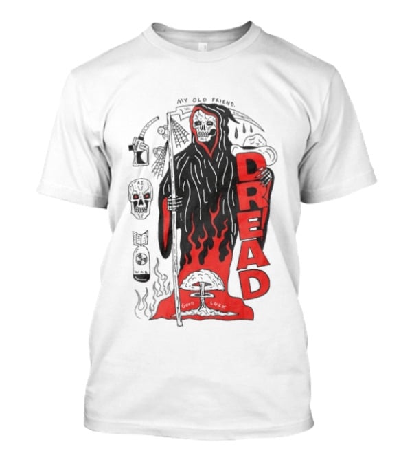 Dread My Old Friend Grim Reaper With Flames And Skull T-Shirt