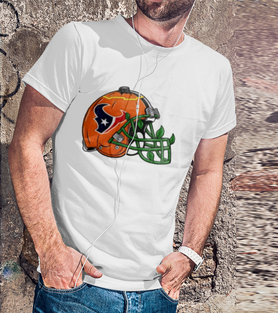 Houston Texans Pumpkin Helmet Halloween Football Fan T-Shirt