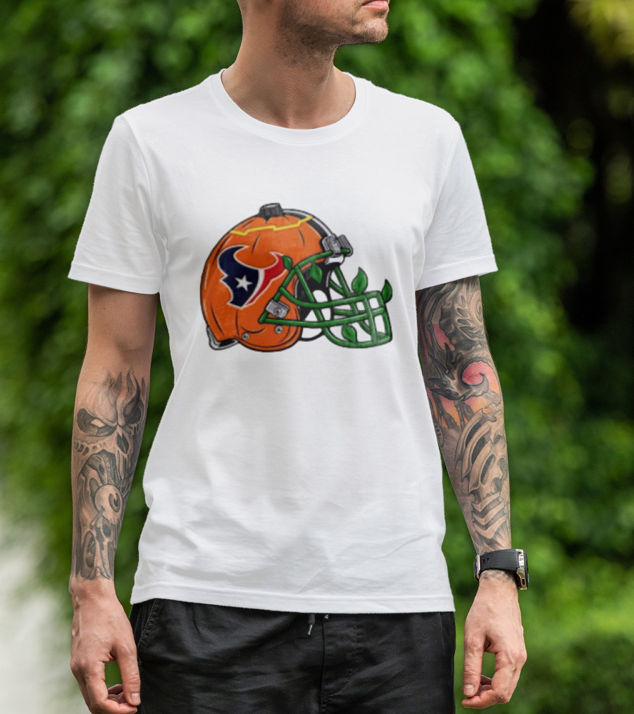 Houston Texans Pumpkin Helmet Halloween Football Fan T-Shirt