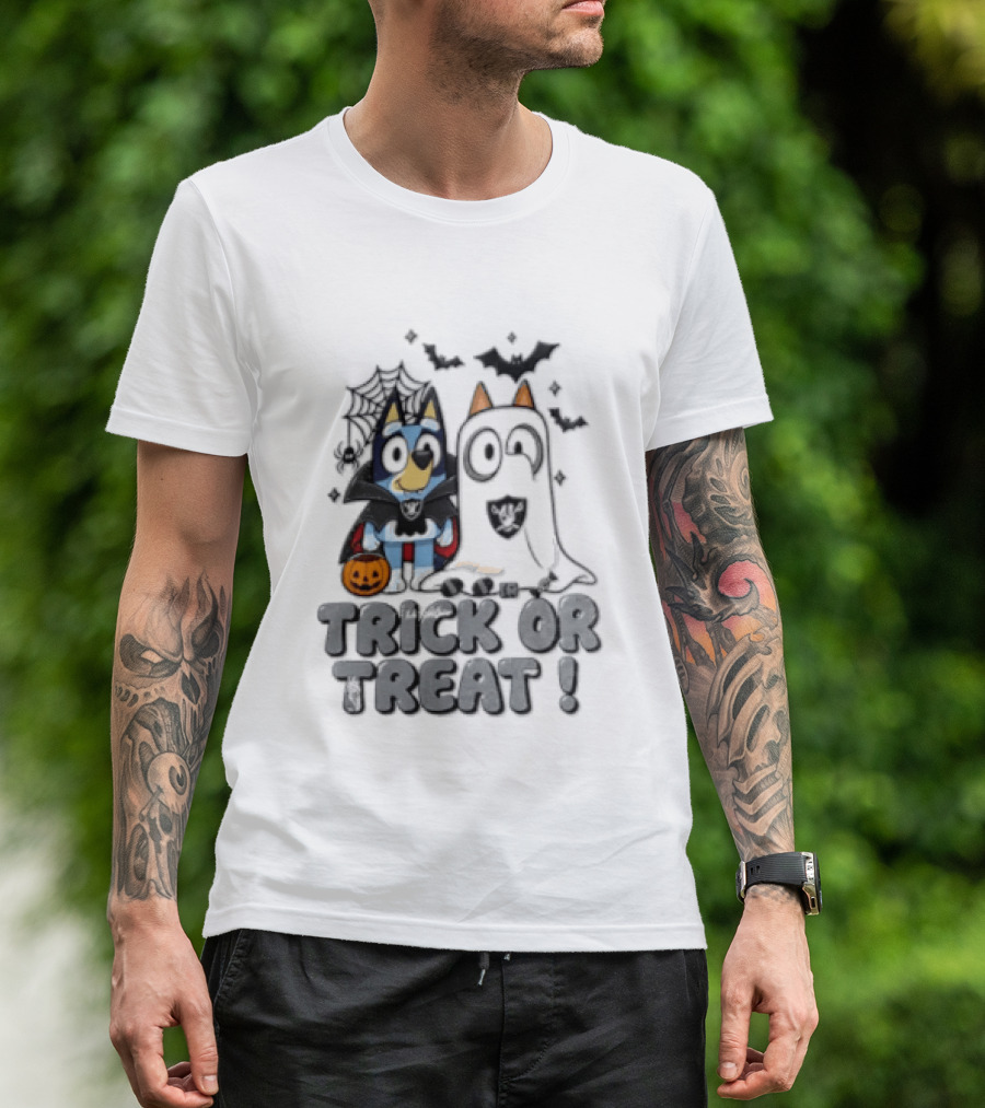 Las Vegas Raiders Bluey Trick Or Treat Halloween Costume Party T-Shirt