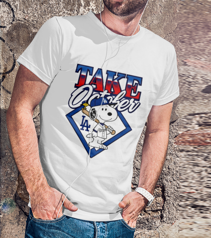 Los Angeles Dodgers Take October Snoopy Baseball Collaboration T-Shirt