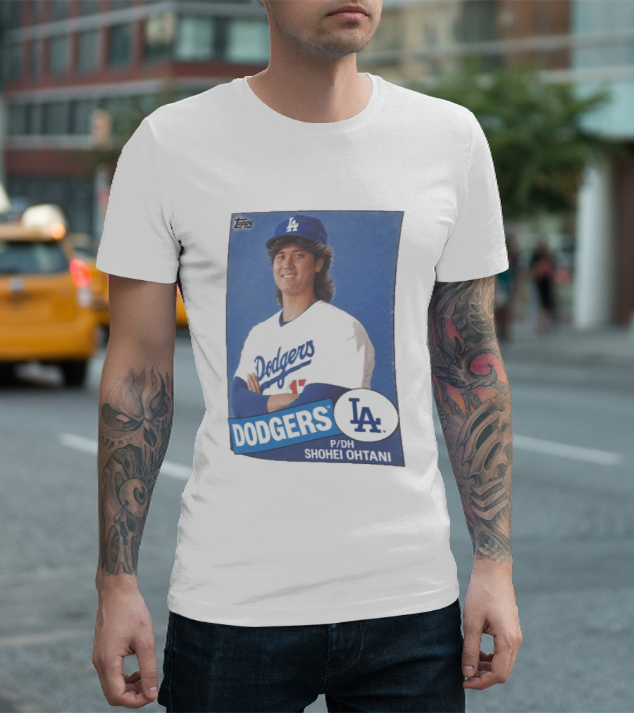 Shohei Ohtani Dodgers P/DH 80s Topps Los Angeles Baseball Card T-Shirt