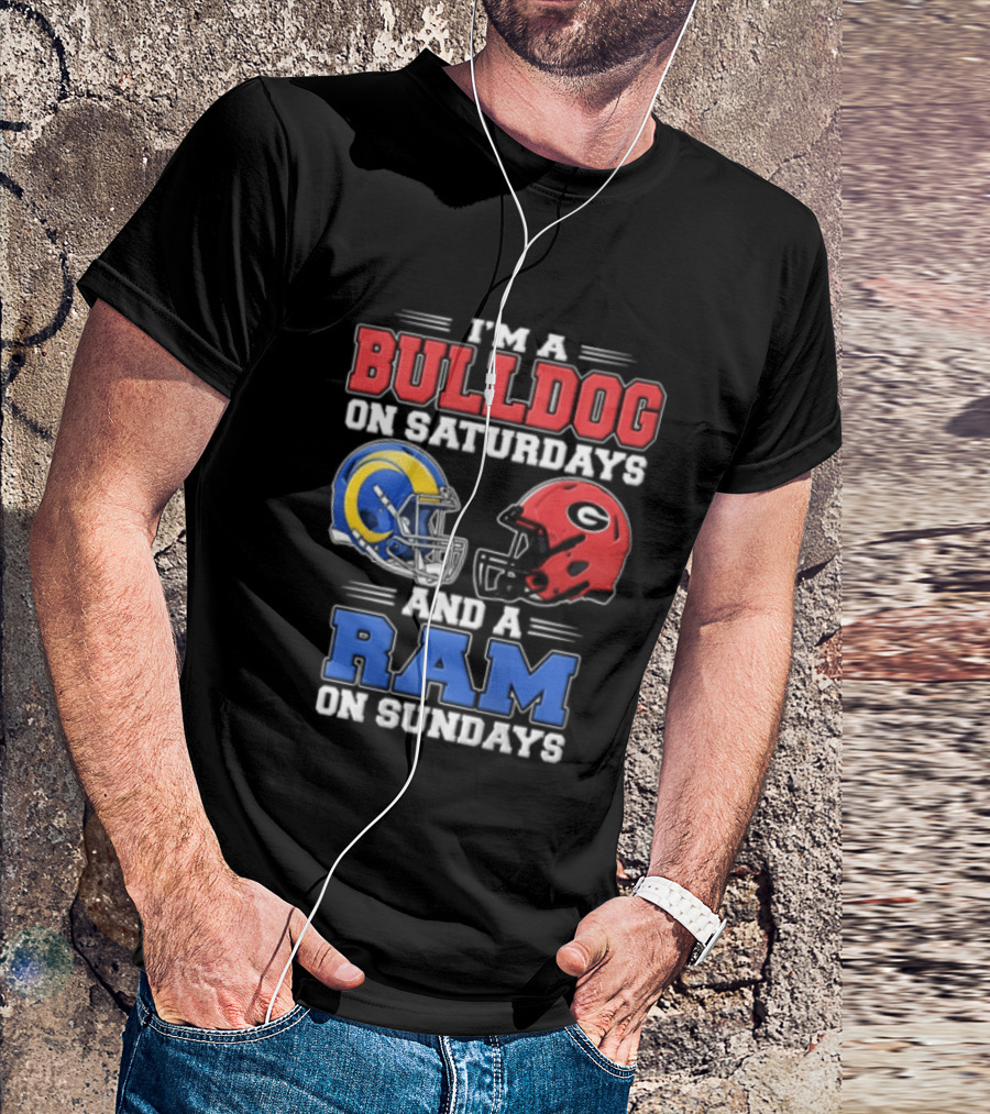 I'm A Bulldog On Saturdays And A Ram On Sundays Football Helmets T-Shirt