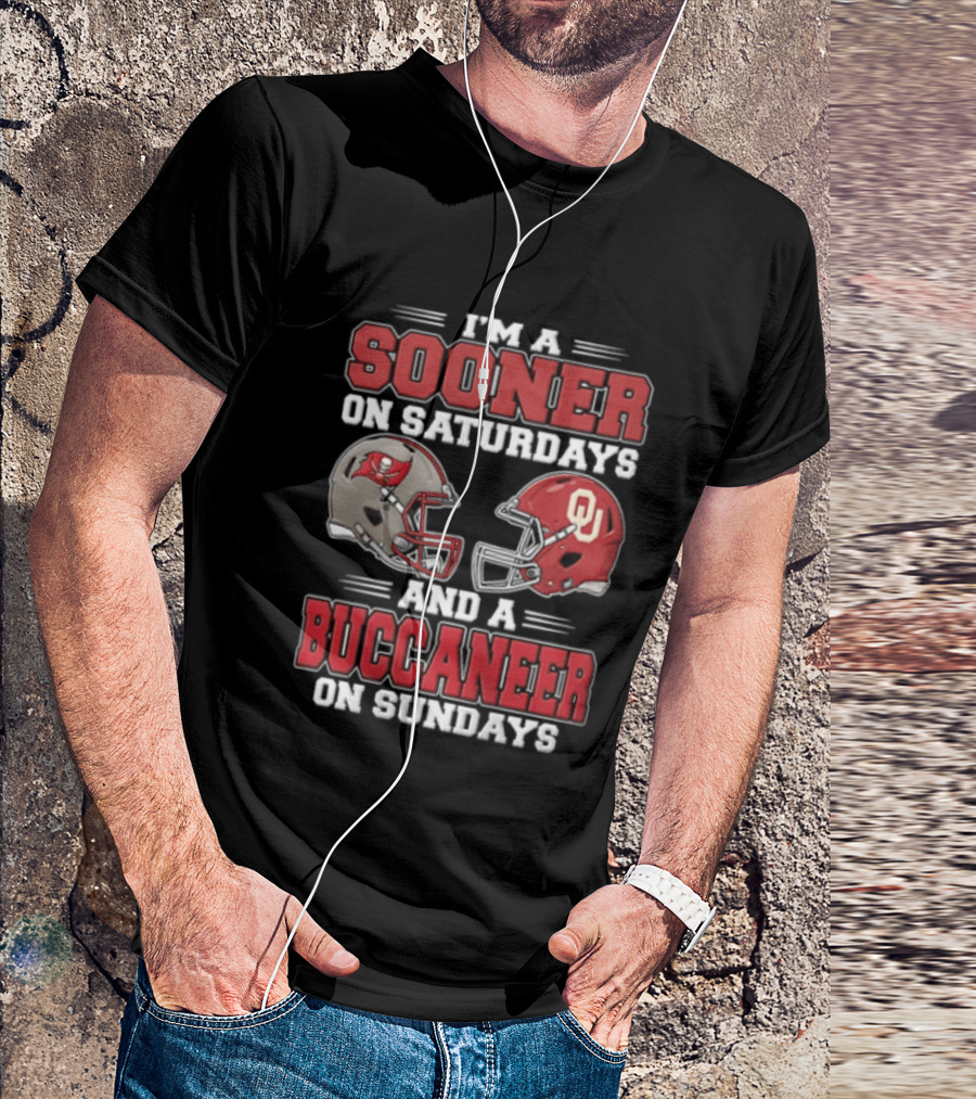 I'm A Sooner On Saturdays And A Buccaneer On Sundays Football Helmets T-Shirt