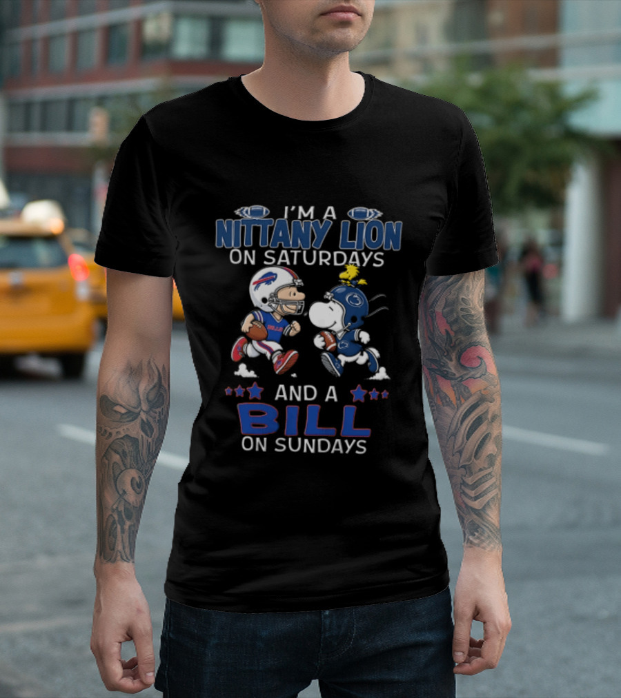 I'm A Nittany Lion On Saturdays And A Bill On Sundays Peanuts Charlie Brown Snoopy T-Shirt