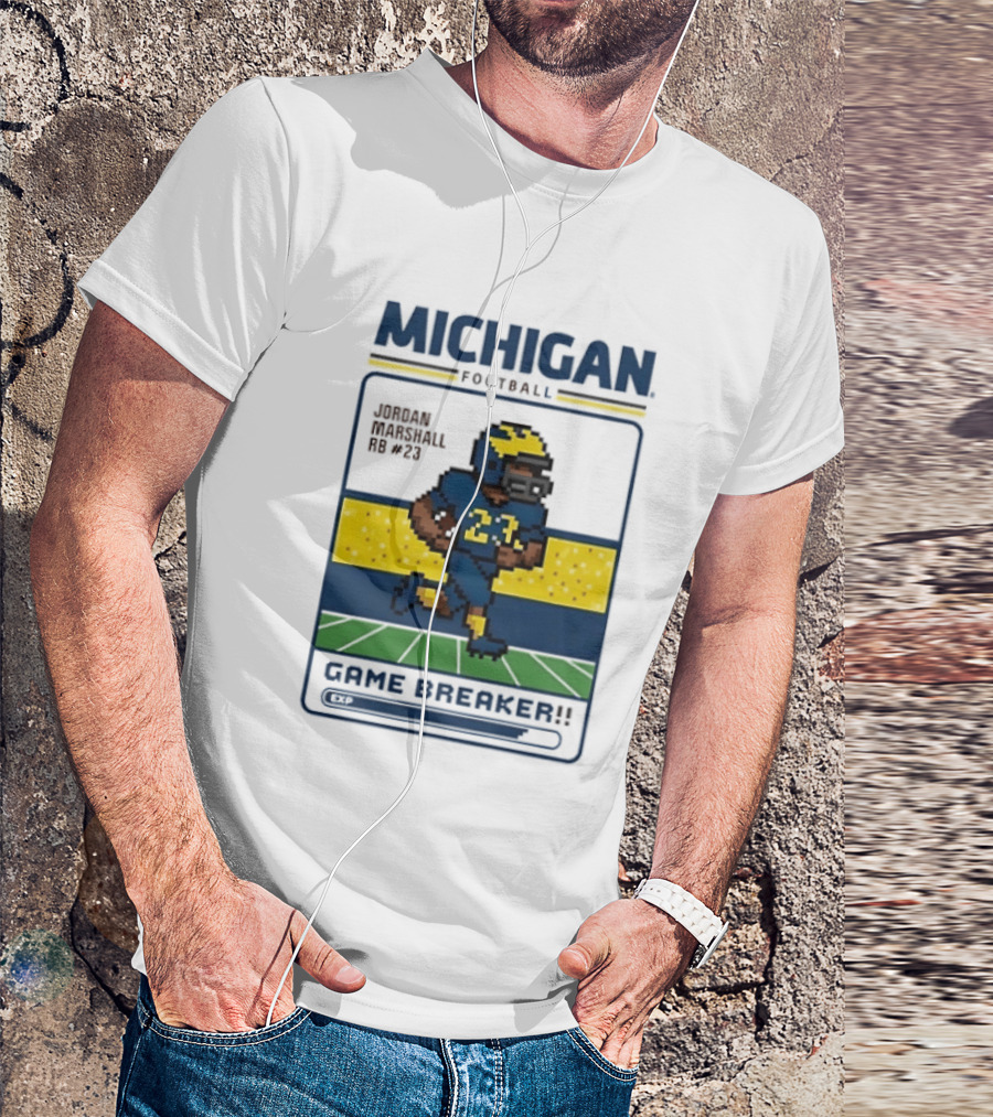 Jordan Marshall Michigan Football Game Breaker Pixel Art #21 T-Shirt