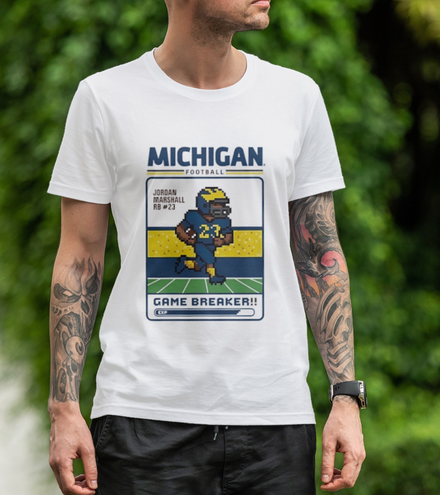 Jordan Marshall Michigan Football Game Breaker Pixel Art #21 T-Shirt